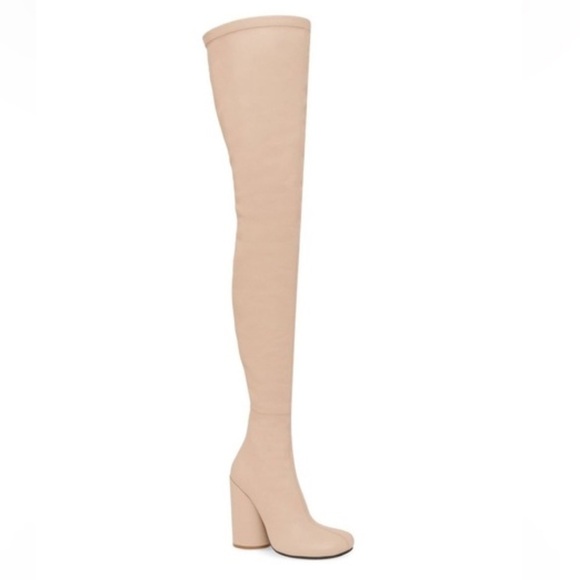 New Burberry Anita Tight High Nude Beige Sock Boots Size 37 - Picture 1 of 9